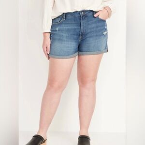 Old Navy High-Rise Distressed Blue Jean Cuffed Shorts size 18